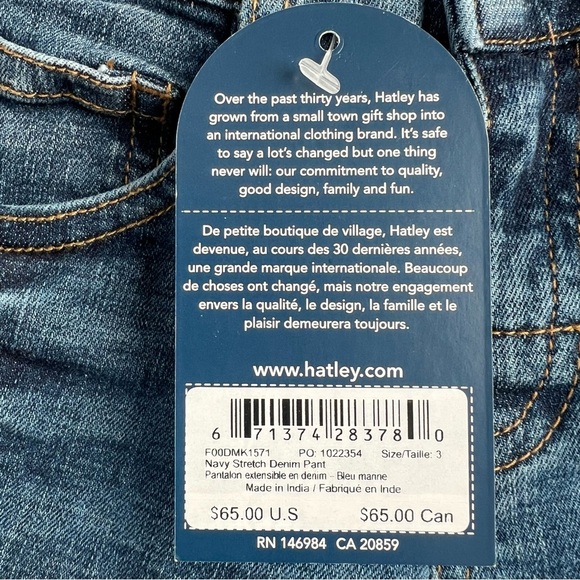 NWT-Hatley Navy Stretch Blue Denim Pant - Picture 5 of 6